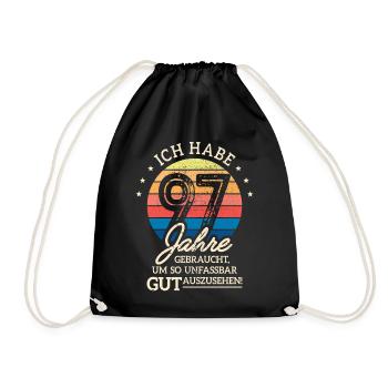 97. Geburtstag Geschenk Habe 97 Jahre Gebraucht - Turnbeutel - Schwarz - Vorne