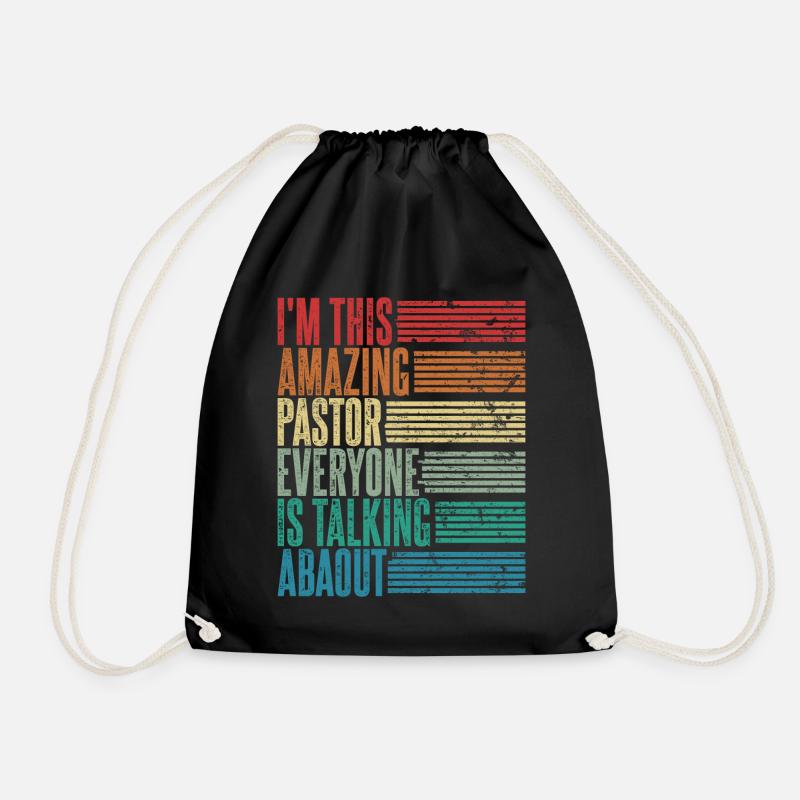 Vintage Pastor Pfarrer Geschenk Retro - Turnbeutel - Schwarz