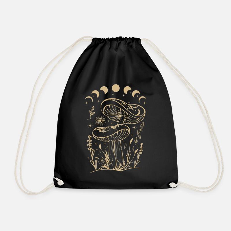 Boho Pilze Cottage Core Aesthetic Goblincore - Turnbeutel - Schwarz