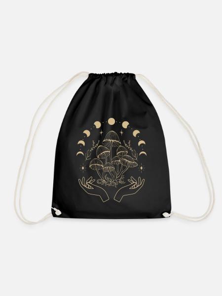 Boho Pilze Cottage Core Aesthetic Goblincore - Turnbeutel - Schwarz
