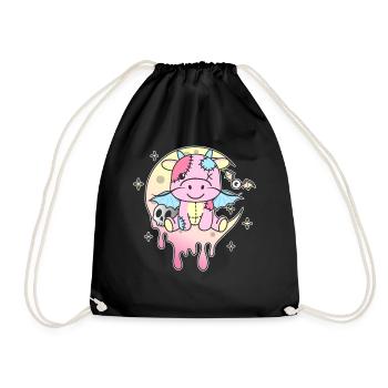 Kawaii Gothic Dragon Pastel Gothic Goth - Drawstring Bag - black - Front