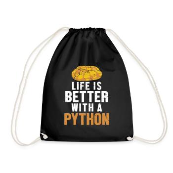 Life is Better with a Python Snake Banana Ball - Drawstring Bag - black - Front