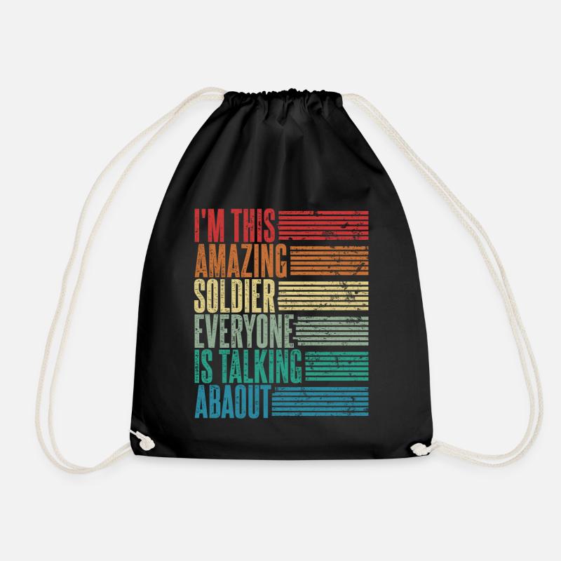 Vintage Soldier Soldier Gift Retro - Drawstring Bag - black