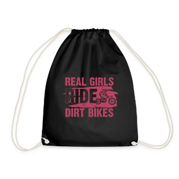 Girl Dirt Bike Art For Women Sport Motor Bike - Drawstring Bag - black - Front