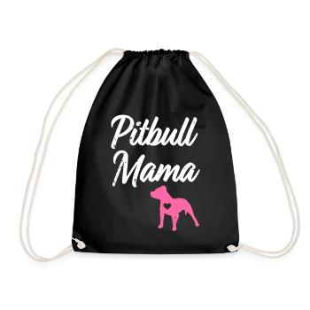 Pitbull Mama Funny womens Pit Bull Mom Pit Bull - Drawstring Bag - black - Front