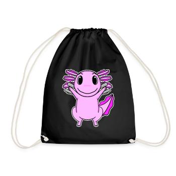 Axolotl Hantel Training Krafttraining Fitness - Turnbeutel - Schwarz - Vorne