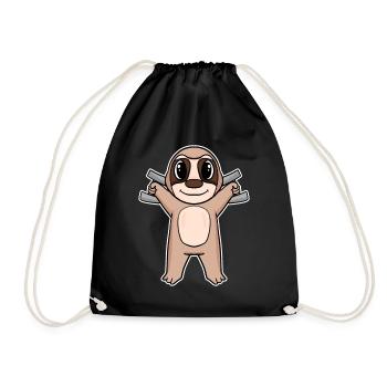 Sloth Dumbbell Training Strength Training Fitness - Drawstring Bag - black - Front