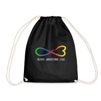 Autism Infinity Accept Understand Awareness - Drawstring Bag - black - Front