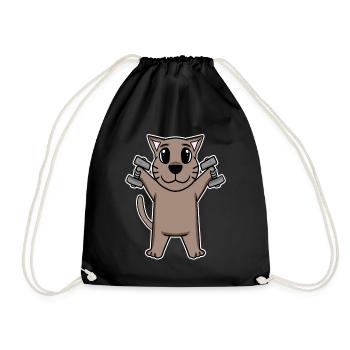 Cat Dumbbell Training Strength Training Fitness - Drawstring Bag - black - Front