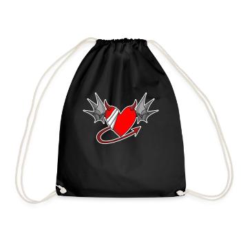 Heart Angel Wings Devil Devil Wings - Drawstring Bag - black - Front