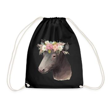 Cute Tapir Flower Crown Animal Lovers - Turnbeutel - Schwarz - Vorne