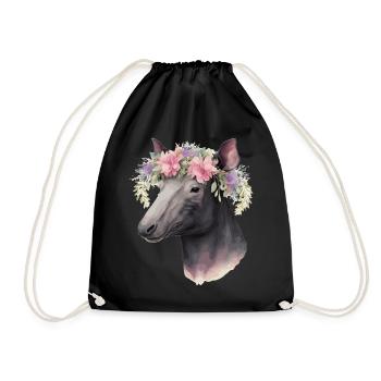 Mignon Tapir Flower Crown Floral Animal Lovers - Sac de sport léger - noir - Devant