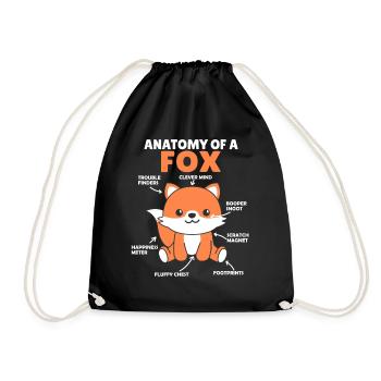 Cute Fox Explanation Anatomy of a Fox - Drawstring Bag - black - Front