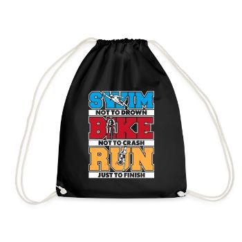 Swim Bike Run Triathlon Bike Triathlete Training - Drawstring Bag - black - Front