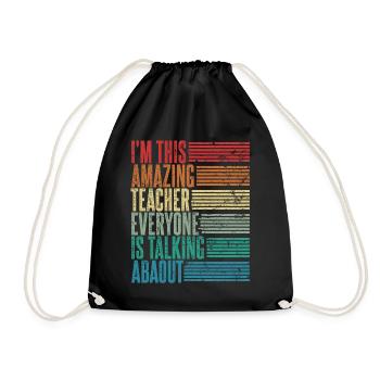 Vintage Teacher Teacher Gift Retro - Drawstring Bag - black - Front