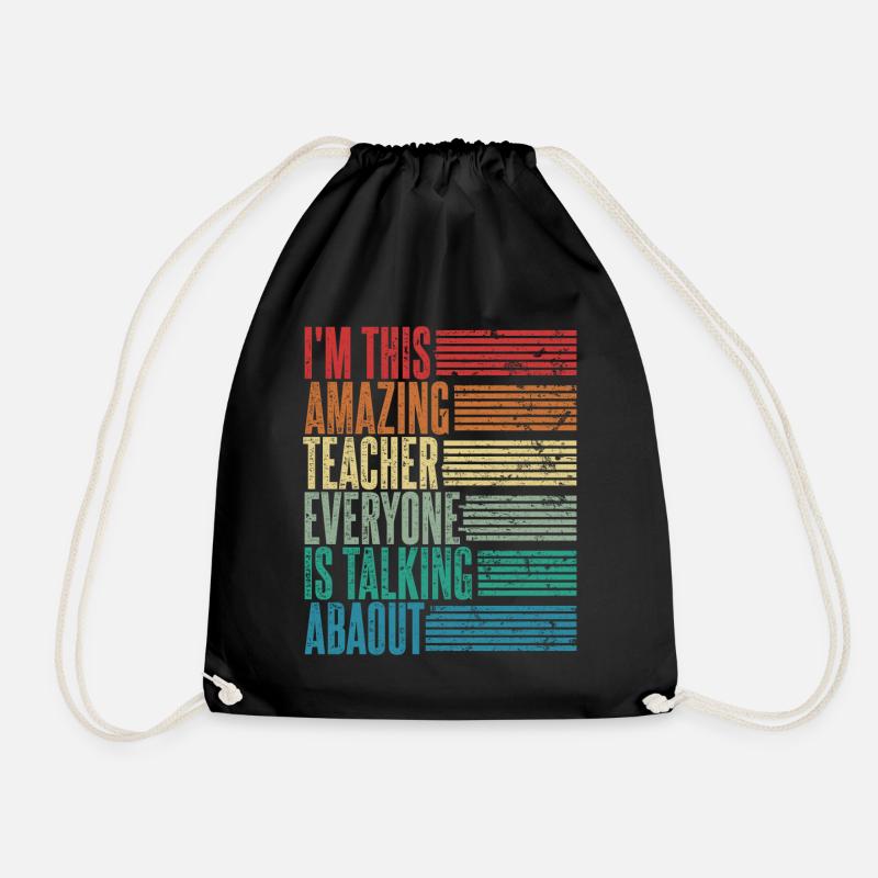Vintage Lehrer Lehrerin Geschenk Retro - Turnbeutel - Schwarz