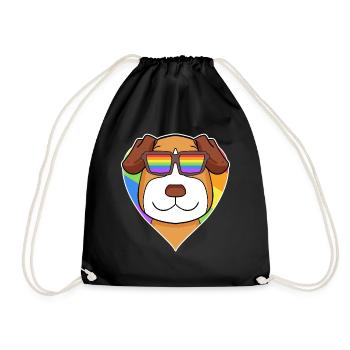 Rainbow - Dog Jack Russell Terrier with glasses - Drawstring Bag - black - Front