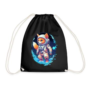Cute fox in astronaut suit astronaut space - Drawstring Bag - black - Front