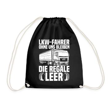LKW Fahrer Lkw-Fahrer - Turnbeutel - Schwarz - Vorne