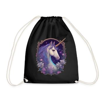 Gothic Unicorn Magic Pony Horse Enchanting - Drawstring Bag - black - Front