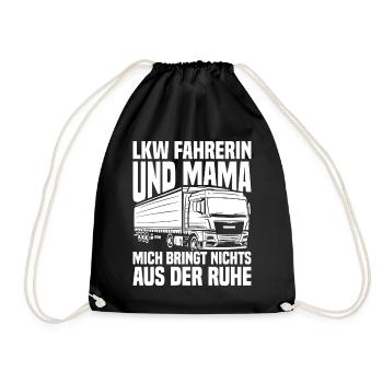 LKW Fahrerin Mama LKW Fahrer Lastkraftwagenfahrer - Turnbeutel - Schwarz - Vorne