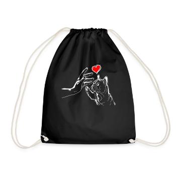 Frenchie Love Dog High Five - Drawstring Bag - black - Front