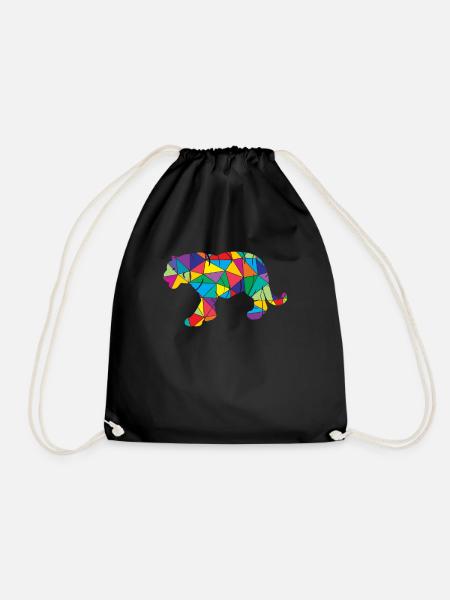 Low Poly Tiger Geometrie Polygon Tiger - Turnbeutel - Schwarz