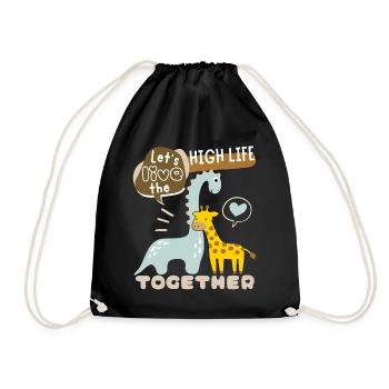 Dinosaurier Cute-Giraffe Valentinstag Liebe-Spruch - Turnbeutel - Schwarz - Vorne