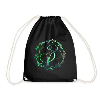 Monogramme, lettre P, ornement de calligraphie - Sac de sport léger - noir - Devant