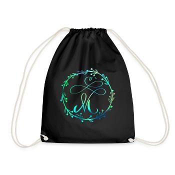 Monogram, Letter M, Calligraphy Ornament - Drawstring Bag - black - Front