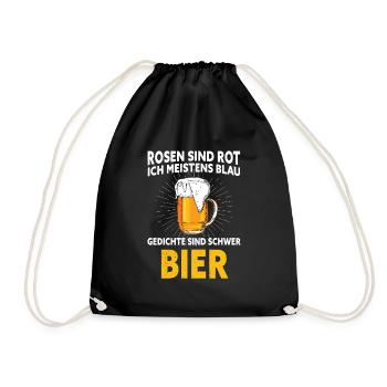 Rosen Sind Rot Ich Meistens Blau Gedicht Bier - Turnbeutel - Schwarz - Vorne