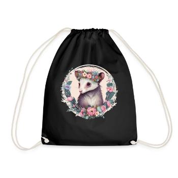 Jolie Couronne d’opossum Couronne Floral Aquarelle - Sac de sport léger - noir - Devant