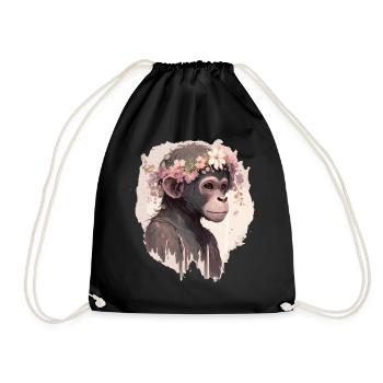 Aquarelle Artistique Fleur de Singe Couronne Floral Ani - Sac de sport léger - noir - Devant