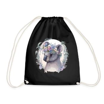 Cute Koala Bear Flower Crown Floral Koala Lover - Turnbeutel - Schwarz - Vorne