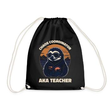 Chaos Coordinator aka Teacher Teacher Sloth - Drawstring Bag - black - Front
