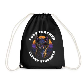 Foxy Teacher Clever Students Lehrer Geschenk Fuchs - Turnbeutel - Schwarz - Vorne