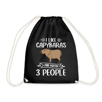 I Like Capybaras and maybe 3 People - Capybara - Drawstring Bag - black - Front
