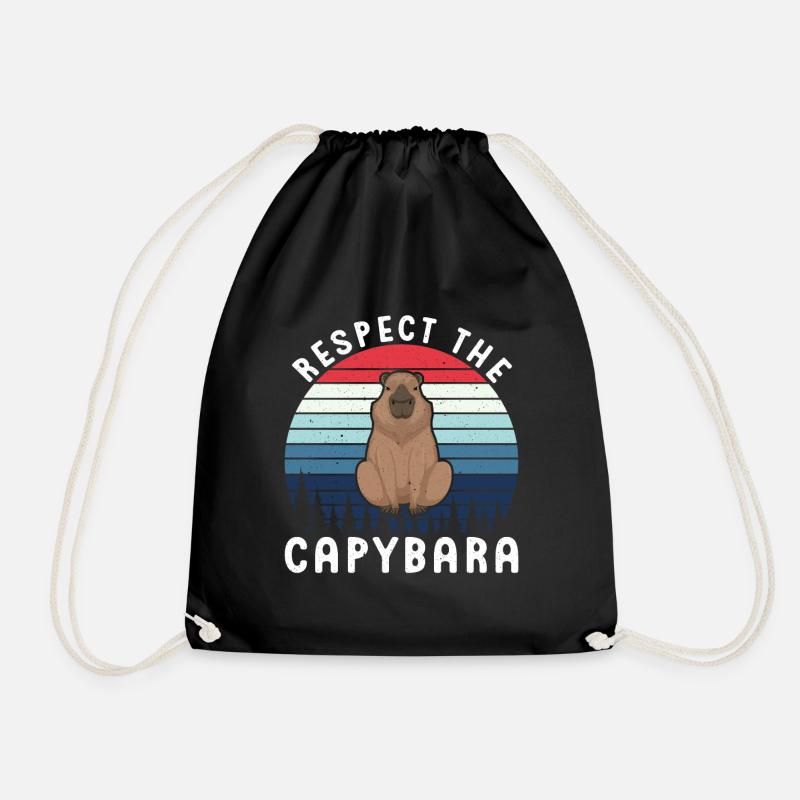 Retro Respect the Capybara - Capybara Fans - Turnbeutel - Schwarz