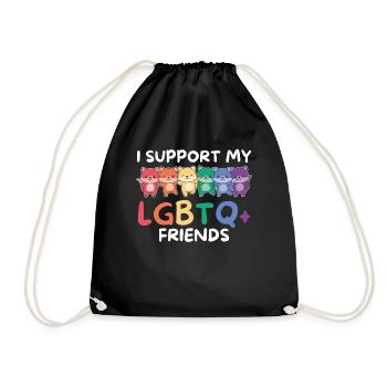 Rainbow Flag Gay Pride LGBTQ Fox - Drawstring Bag - black - Front