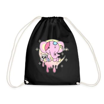 Kawaii Gothic Elephant Pastel Gothic Goth - Drawstring Bag - black - Front