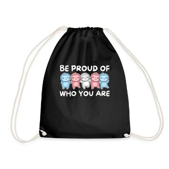 Transgender Flag Gay Pride LGBTQ Sloth - Drawstring Bag - black - Front
