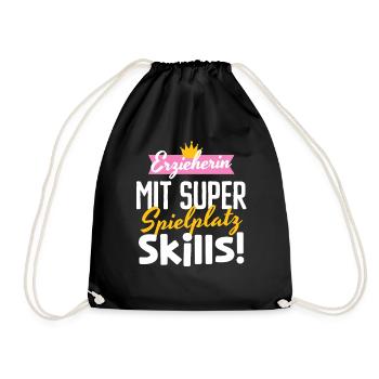 Erzieherin Abschied Super Spielplatz Skills Kita - Turnbeutel - Schwarz - Vorne