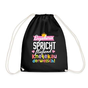 Kindergärtnerin Kita Knete Kauderwelsch Sprache - Turnbeutel - Schwarz - Vorne