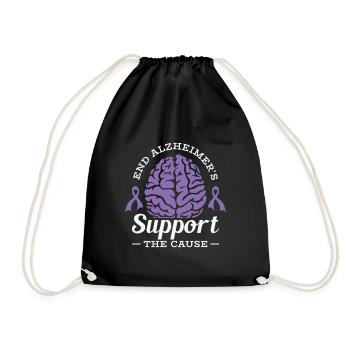 Alzheimer-Bewusstsein Purple Ribbon Gehirn - Turnbeutel - Schwarz - Vorne