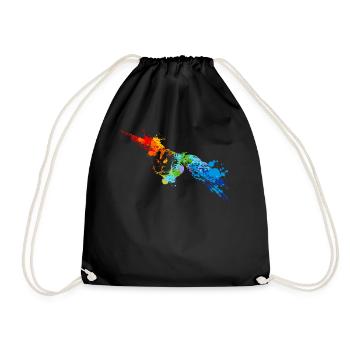 Spray Paint Owl Colorful Owl - Drawstring Bag - black - Front
