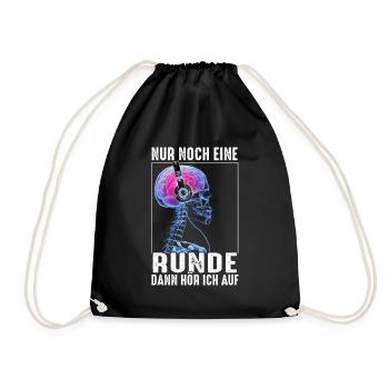Nur Noch Eine Runde Zocken Gamer Skelett - Turnbeutel - Schwarz - Vorne