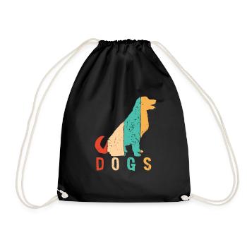 Retro Vierbeiner Wauwau Rüde Hundebesitzer Hund - Turnbeutel - Schwarz - Vorne