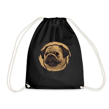 Pug Wauwau Vierbeiner Hundebesitzer Mops Hund - Turnbeutel - Schwarz - Vorne