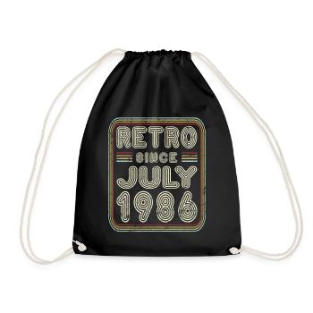 Birthday July 1986 Retro Gift - Drawstring Bag - black - Front