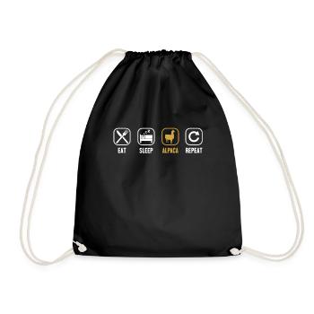 Eat Sleep Alpaca Repeat Lama Huacaya Pako Alpaka - Drawstring Bag - black - Front